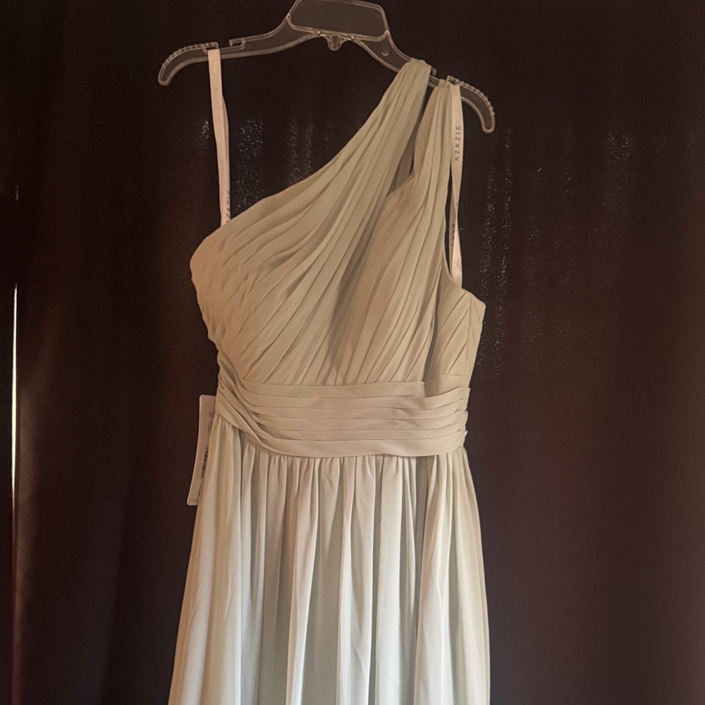 Elegant One-Shoulder dusty sage Dress